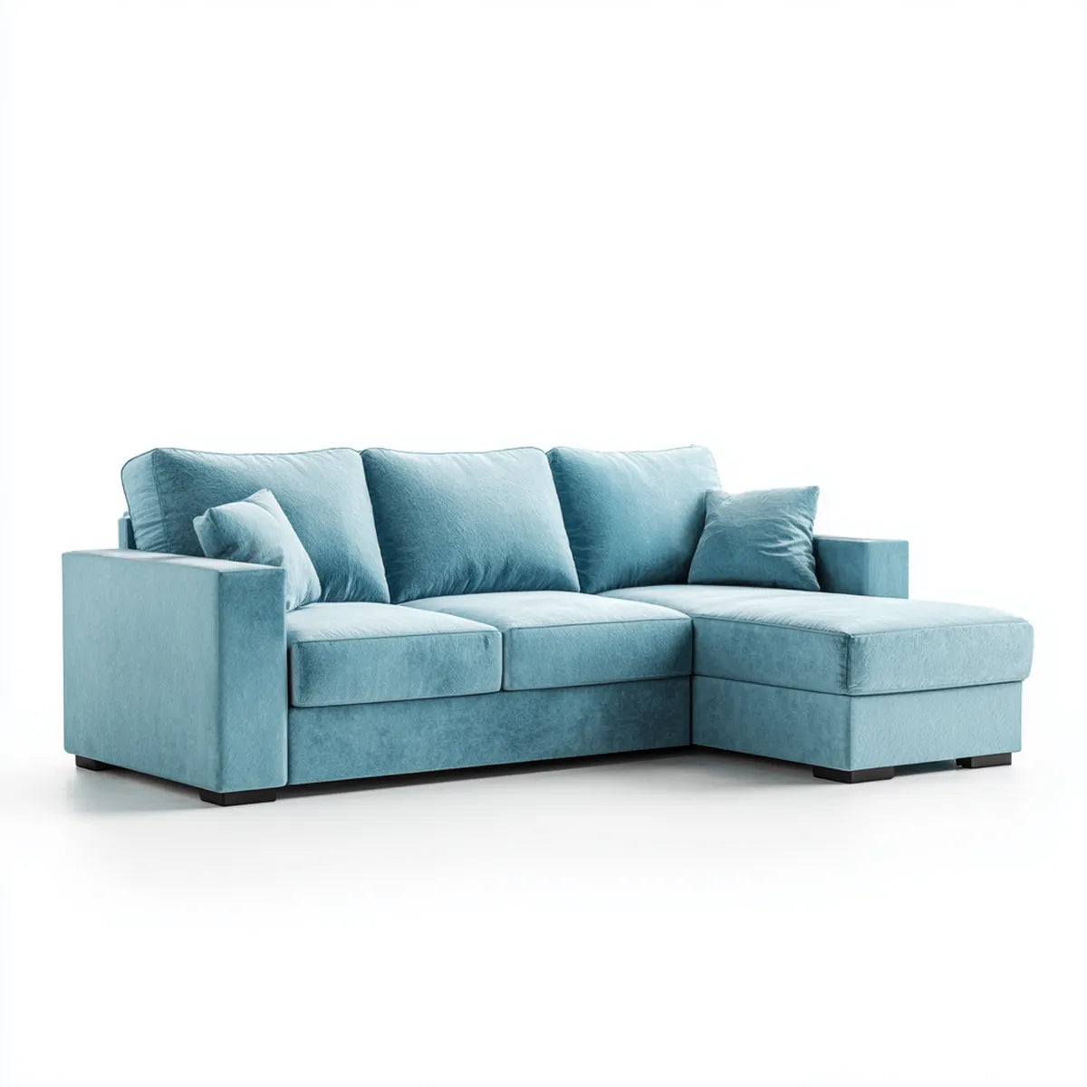 Ecksofa mit Recamiere rechts Hellblau 250 x 160 x 85 cm Polyester-Samt L-Form