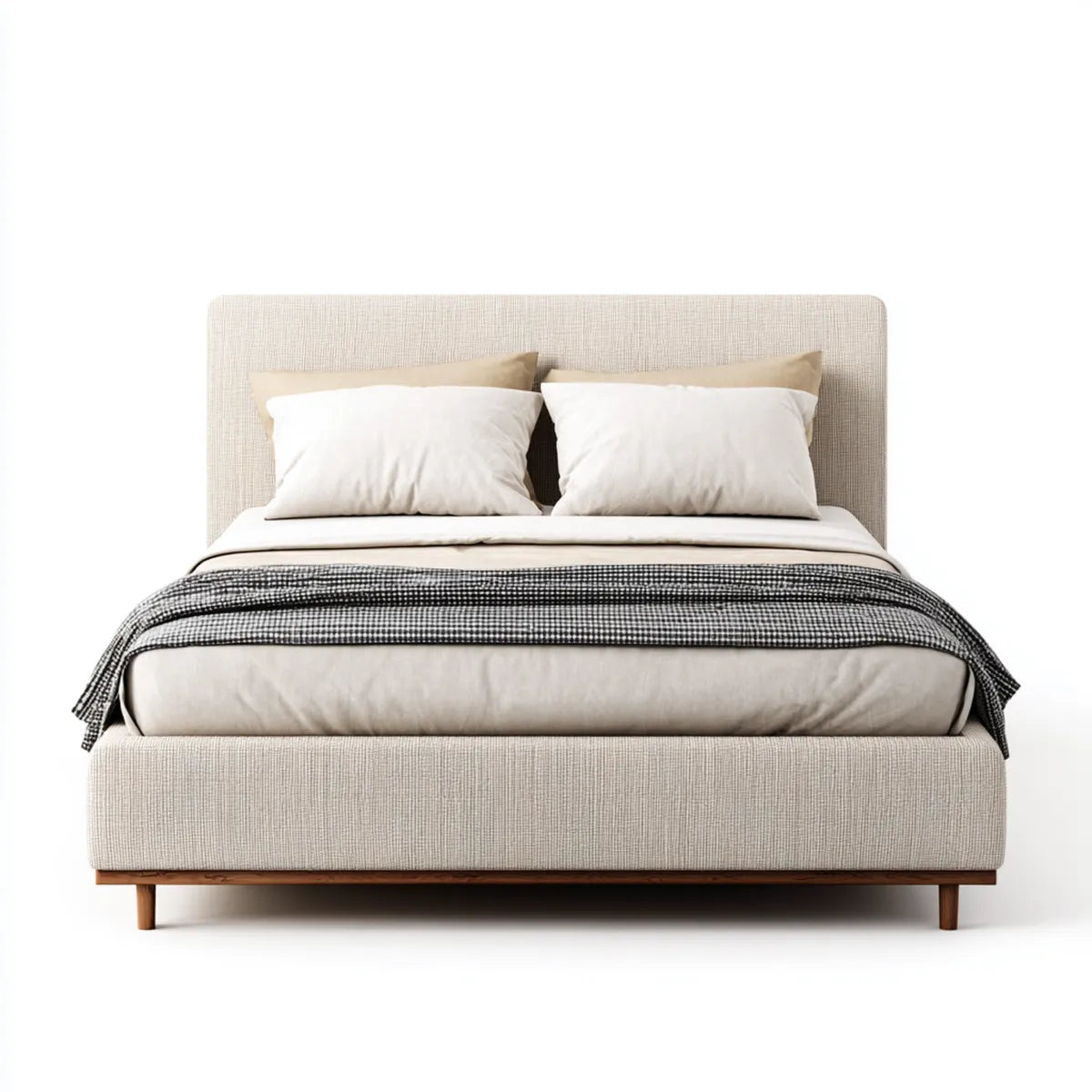 Polsterbett Doppelbett Beige 180 x 200 cm Polyester Rechteckig