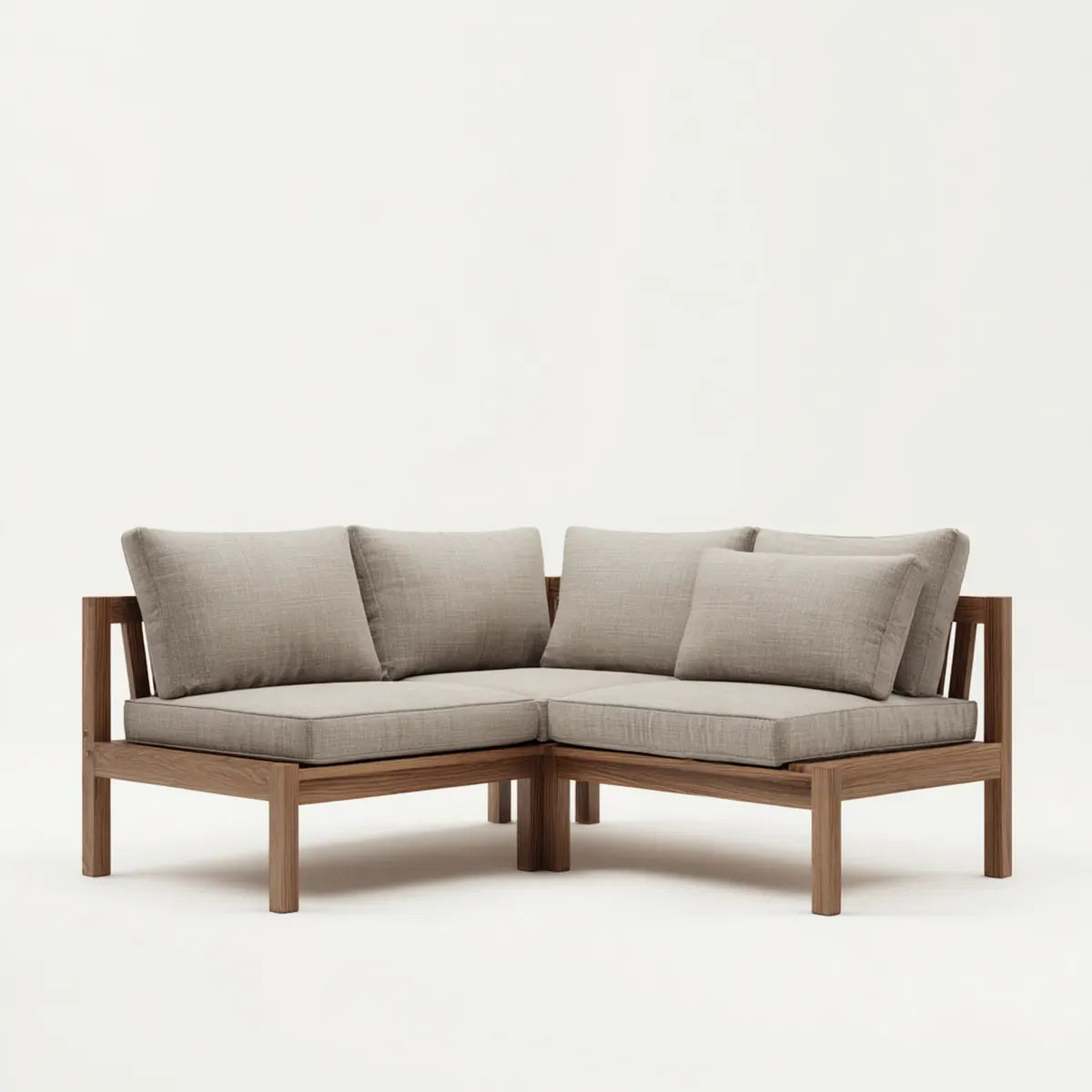 Ecksofa 2-Sitzer Beige mit Massivholzrahmen L-Form 210 x 210 x 78 cm