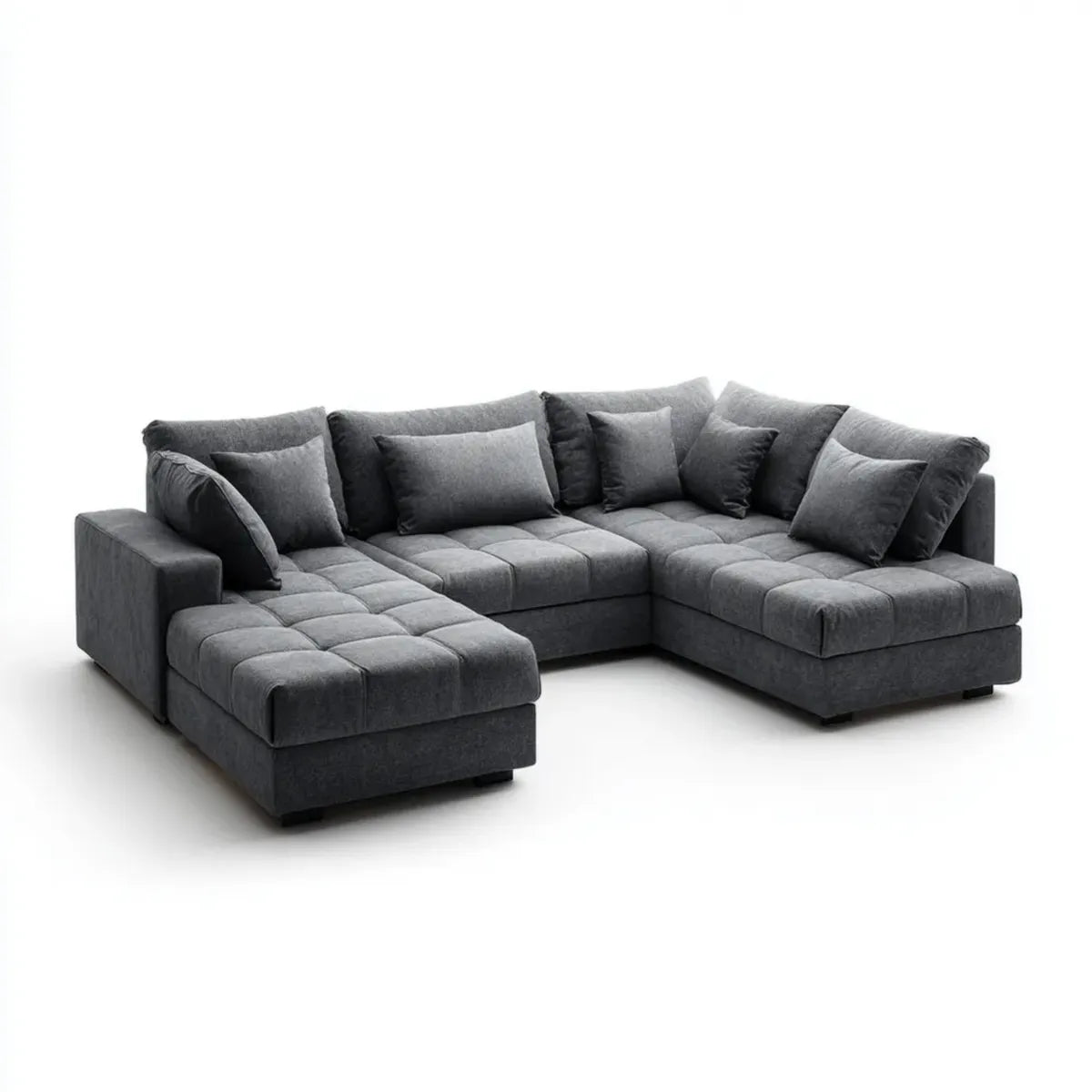 U-Form Ecksofa Dunkelgrau 300 x 200 x 85 cm mit Polyester-Mikrofaserbezug