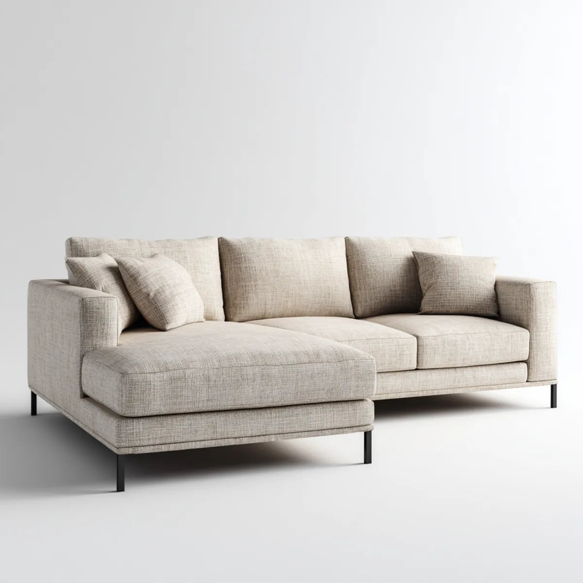 Ecksofa mit Recamiere links Beige 260 x 160 x 85 cm Polyesterbezug L-Form