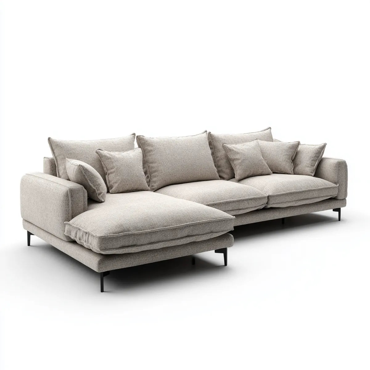 Ecksofa mit Recamiere links Hellgrau 300 x 170 x 85 cm Polyester L-Form