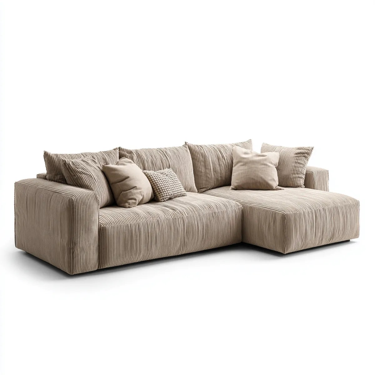 Ecksofa Beige 280 x 170 x 75 cm Polyester-Cord L-Form