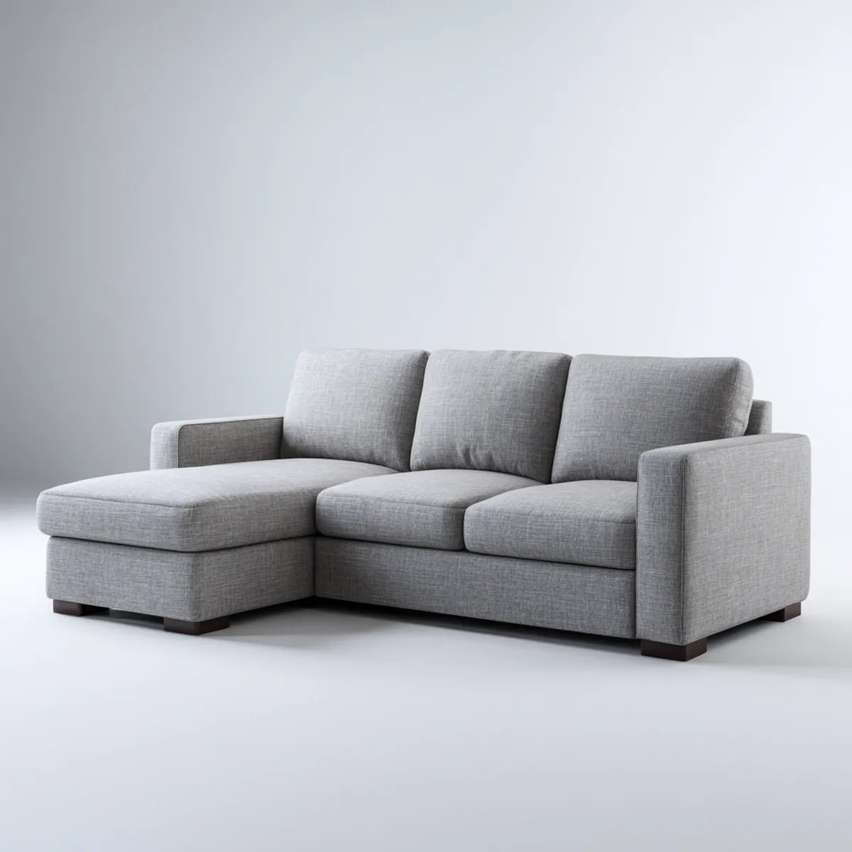 Ecksofa mit Ottomane links Grau 220 x 150 x 85 cm Polyester L-Form