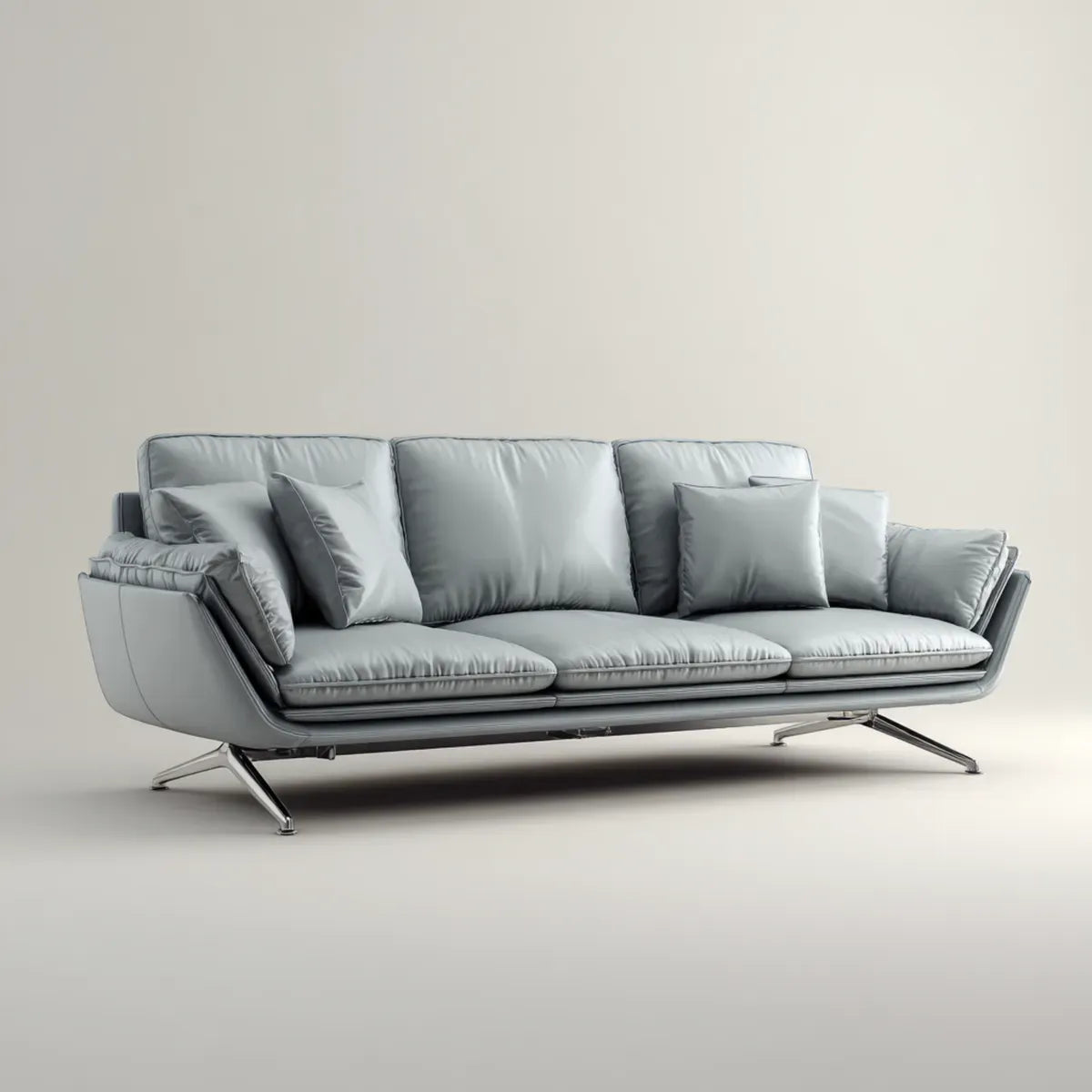 3-Sitzer Sofa Hellgrau 220 x 95 x 86 cm PU-Kunstleder Gerade Form