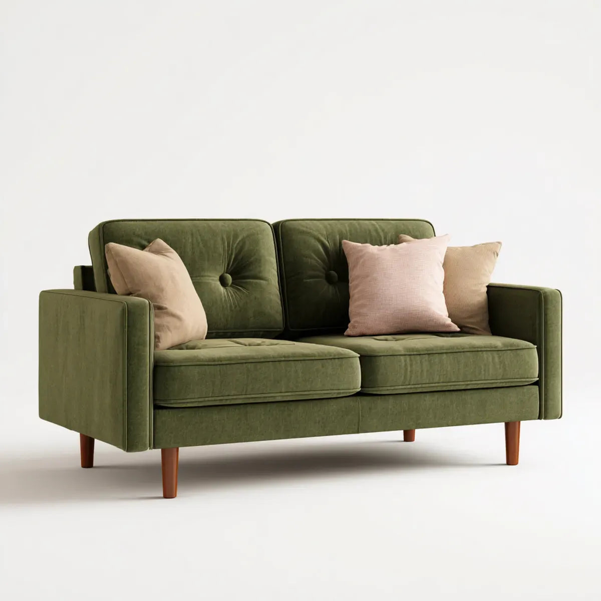 2-Sitzer Sofa Olivgrün 160 x 88 x 84 cm Samtbezug Polyester Gerade Form