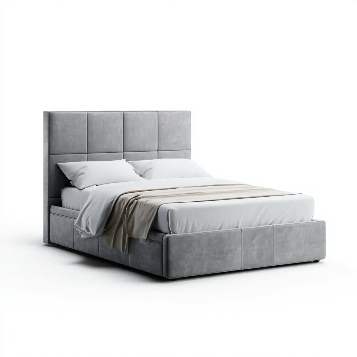 Polsterbett Doppelbett Grau 180 x 200 cm Polyester-Velours Rechteckig
