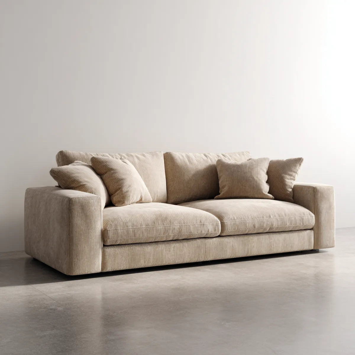 3-Sitzer Sofa Beige 220 x 95 x 82 cm mit Polyester-Cordbezug rechteckig