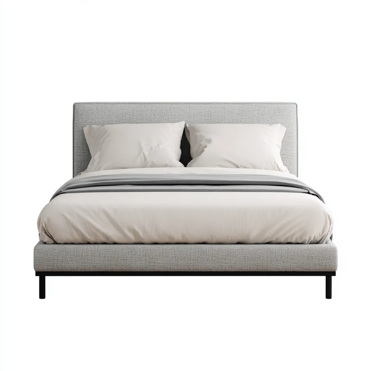 Polsterbett Doppelbett Grau 180 x 200 cm Polyester Rechteckig