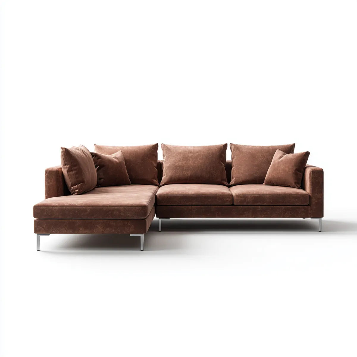 Ecksofa mit Recamiere links Braun 280 x 160 cm Mikrofaser-Polyester L-Form