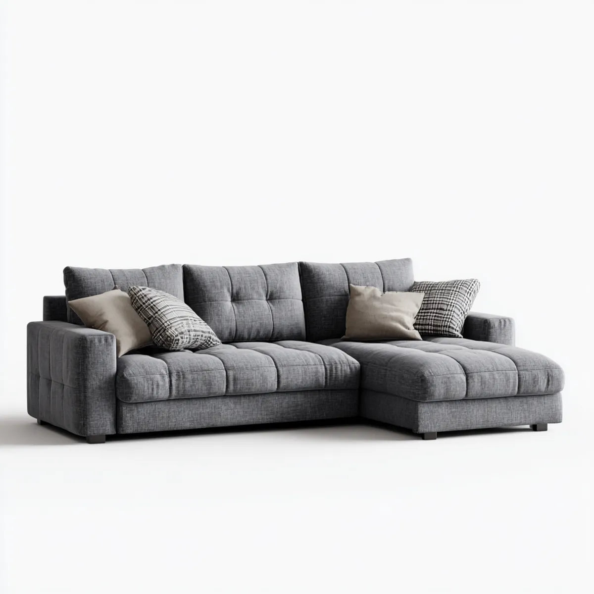 Ecksofa mit Recamiere Graphitgrau 260 x 160 x 86 cm Polyester Webstoff rechteckig